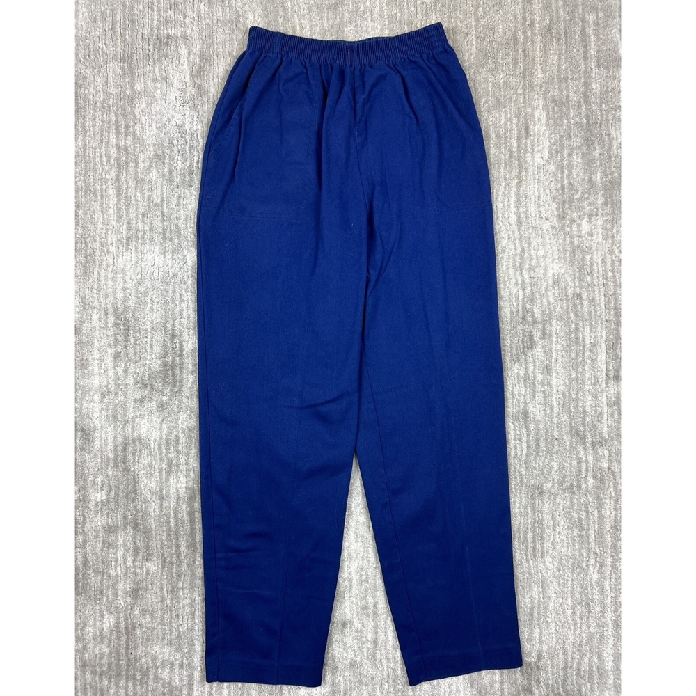 Barry Ashley Pants Womens 14W Navy Blue Pull On Elastic Waist Straight Leg USA